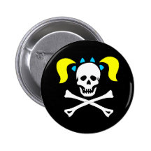Skull and Crossbones With Pigtails Pins