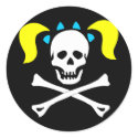 Skull and Crossbones With Pigtails stickers
