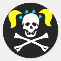 Skull and Crossbones With Pigtails Stickers