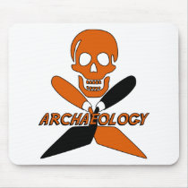 Skull and Crossed Trowels Archaeology Mousepads