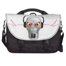 skull and headphones with lightning from ears bags for laptop