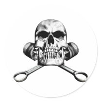 Skull and Pistons Round Sticker