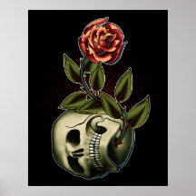 Skull and Rose Poster