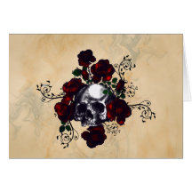 Skull and Roses Tattoo Style Goth Art Cards