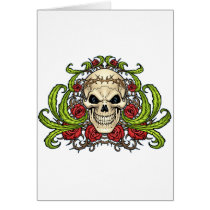 Skull and Roses with Crown Of Thorns by Al Rio Greeting Card