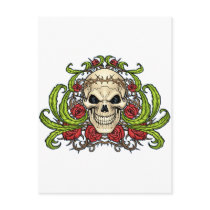 Skull and Roses with Crown Of Thorns by Al Rio Post Cards