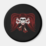 skull and skates refrigerator magnet