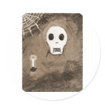 Skull and spider round stickers