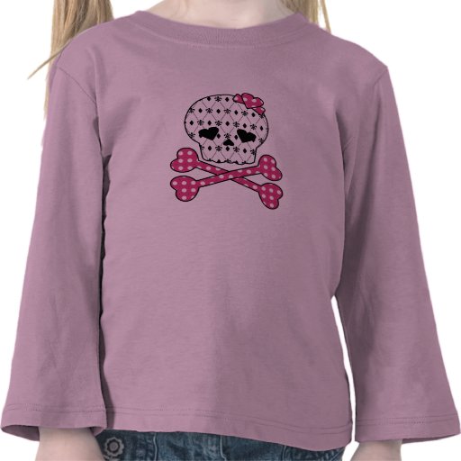 Skull & Bones Fleur-de-lis Pink Polka Dot T-shirt