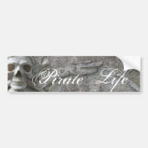 Skull &Bones Snake Pirate Life Text Bumper Sticker