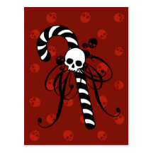 Skull Candy Cane Postcard