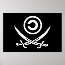 Skull & Crossbones Anti-Copyright Copyleft Flag Posters