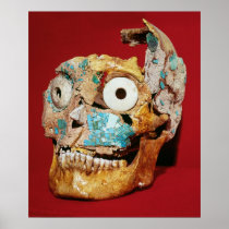 Skull decorated with a mosaic in turquoise posters