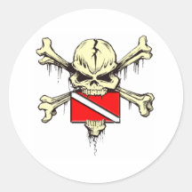 skull dive flag round stickers