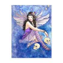 Skull Fairy, gothic dark fantasy purple moth art