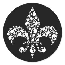 Skull Fleur De Lis Round Stickers