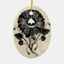 Skull Flower Christmas Ornament