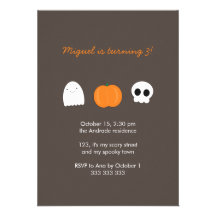 Skull Ghost Pumpkin Kids Halloween Birthday Photo Announcements