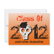 Skull Graduation Invitation Pumpkin Orange