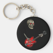 Skull Guitar Player Keychain