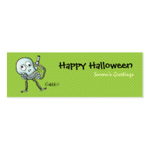 Skull halloween bookmark Green Business Cards