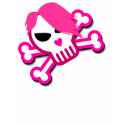 Skull in Emo style with pink hair t-shirts