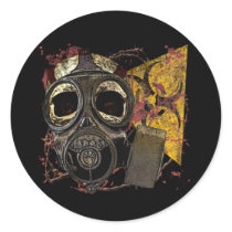 Skull in Respirator Round Sticker