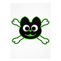 Skull Kat Green Custom Invites