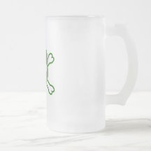 Skull Kat Green - Grey Coffee Mugs