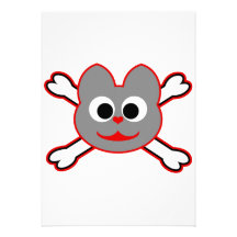 Skull Kat Red - Grey Custom Invitations