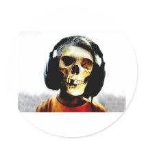Skull Kid Headphones Design - GeekShirts Round Stickers