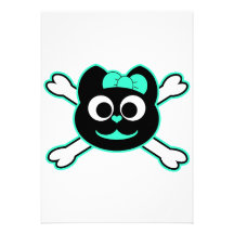 Skull Kitty Green Personalized Invite