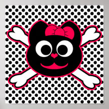Skull Kitty Pink Posters