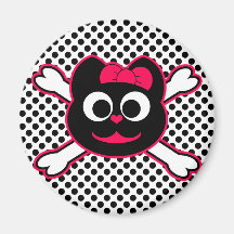 Skull Kitty Pink Refrigerator Magnet