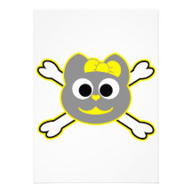 Skull Kitty yellow - Grey Custom Invitation