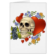 Skull Love - Skulls, Roses and Hearts by Al Rio Greeting Card