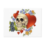 Skull Love - Skulls, Roses and Hearts by Al Rio postcards
