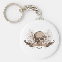 Skull montage - bronze key chain