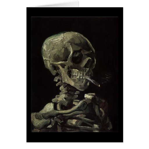 Skull of a Skeleton with Burning Cigarette Greeting Card