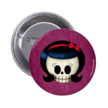 Skull of Rockabilly Girl Button