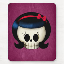 Skull of Rockabilly Girl Mouse Pads