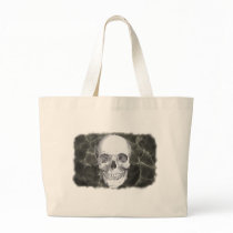 Skull on black canvas bag
