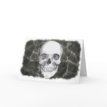 Skull on black greeting cards