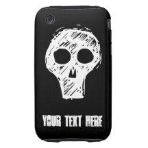 Skull On Black Tough iPhone 3 Cases