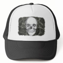 Skull on black mesh hat