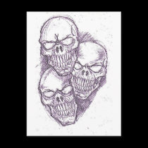 Skull Pencil Sketch postcards
