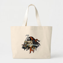 Skull Pirate with Sword and Hook by Al Rio Tote Bags