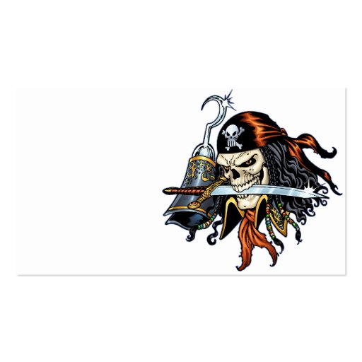 Skull Pirate with Sword and Hook by Al Rio Business Card Templates