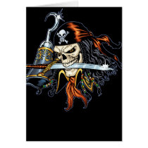 Skull Pirate with Sword and Hook by Al Rio Card