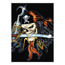 Skull Pirate with Sword and Hook by Al Rio Custom Announcement